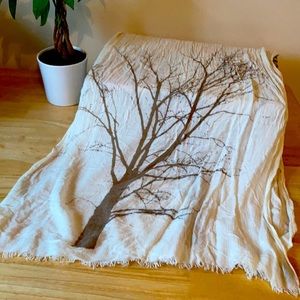 White scarf with tree pattern